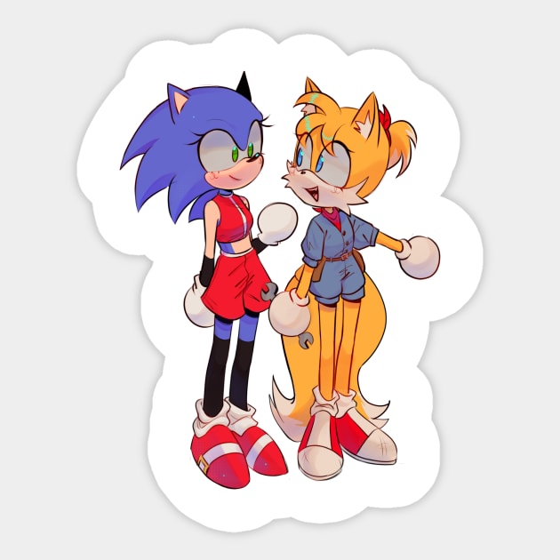 Sonic and Tails genderbend Sticker by Jacocoon